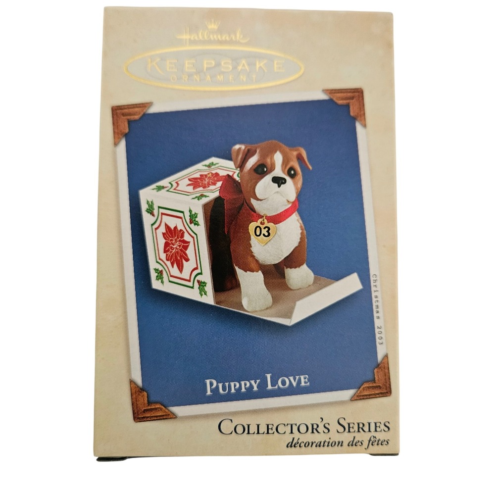Hallmark Keepsake Ornament Puppy Love 2003 Boxer Dog 13th Series QX8127 with Box